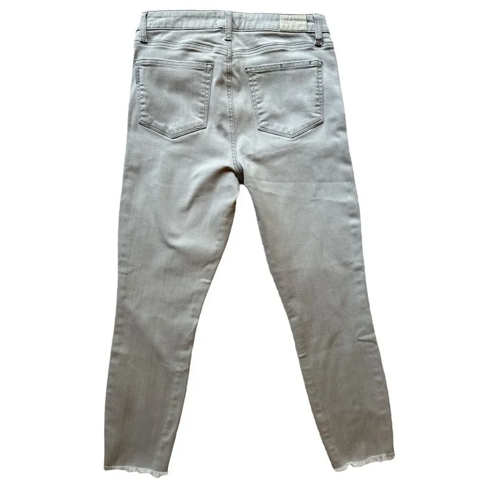 Paige Hoxton Crop In Seattle Sky High Rise Crop Raw Hem Jeans Denim Size 30